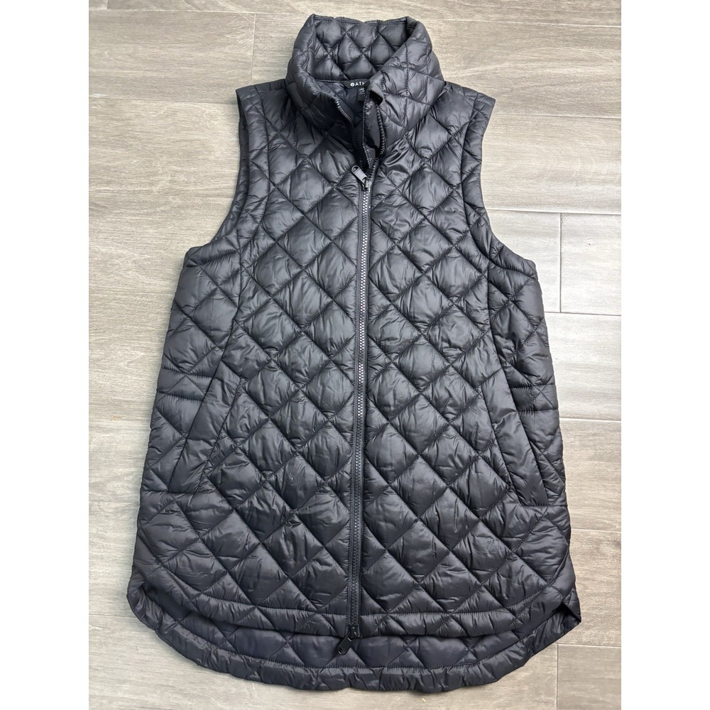 Athleta Vest Women Xs Black Whisper Featherless Puffer Vest Quilted Xs